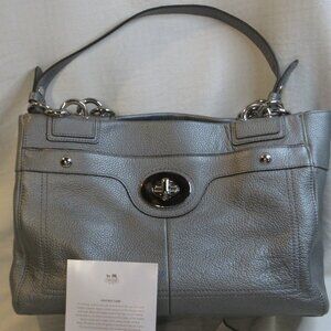 VINTAGE~PENELOPE~Y2K~SILVER PEBBLE LEATHER #F16531 DOUBLE HANDLED PURSE~WITH TAG